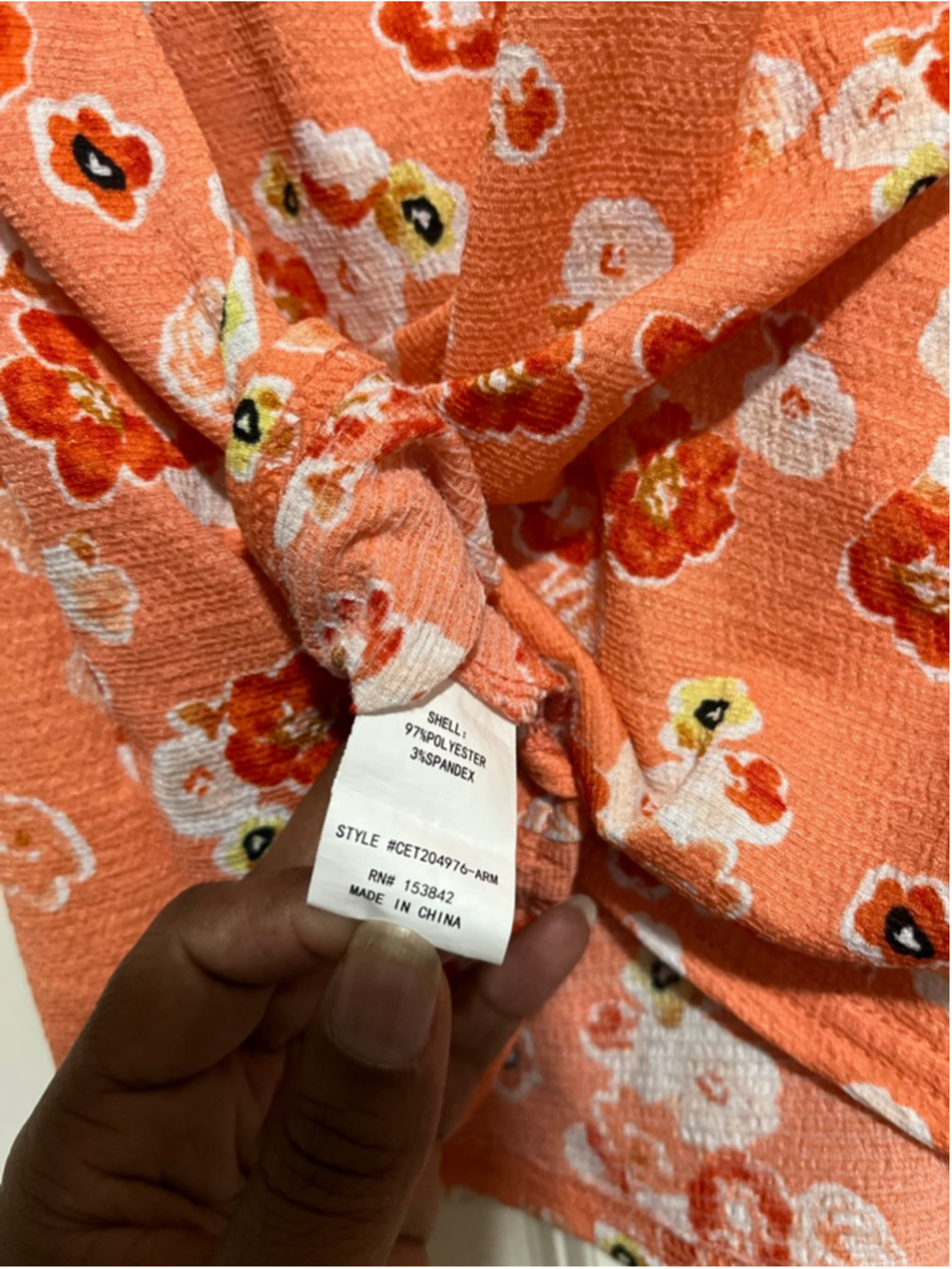 EUC Women's MELLODAY Orange Floral Blouse, Size L - Picture 6 of 9